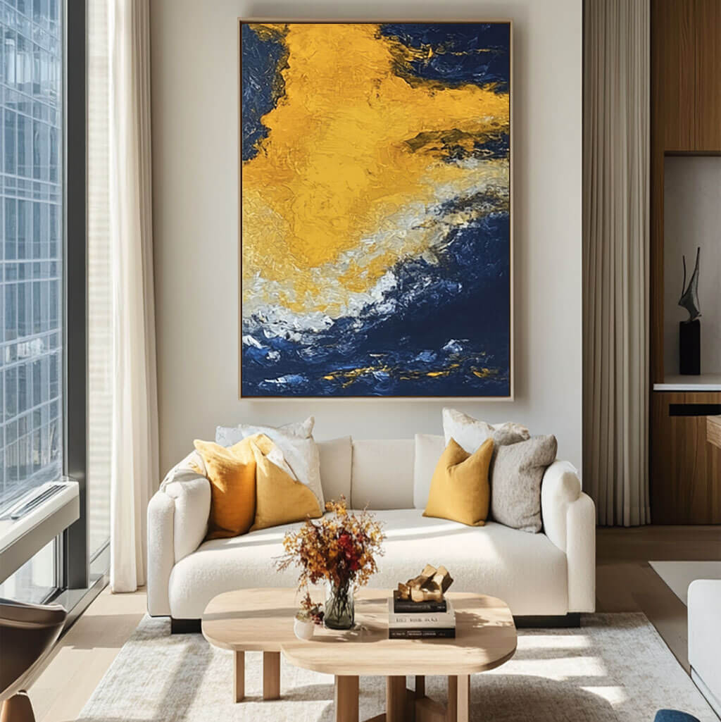 Large Abstract Wall Art Painting - Liquid Gold - Hues Art Lab