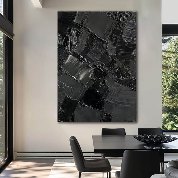 Bold Black Texture Artwork for Modern Luxury Interiors - Mad Dash - Hues Art Lab