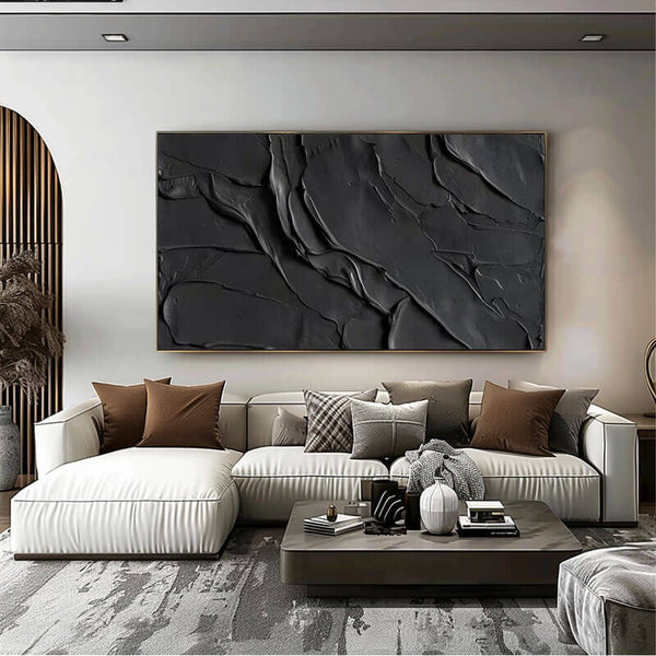 Midnight - Large Textured Minimalist Wall Art Painting - Hues Art Lab