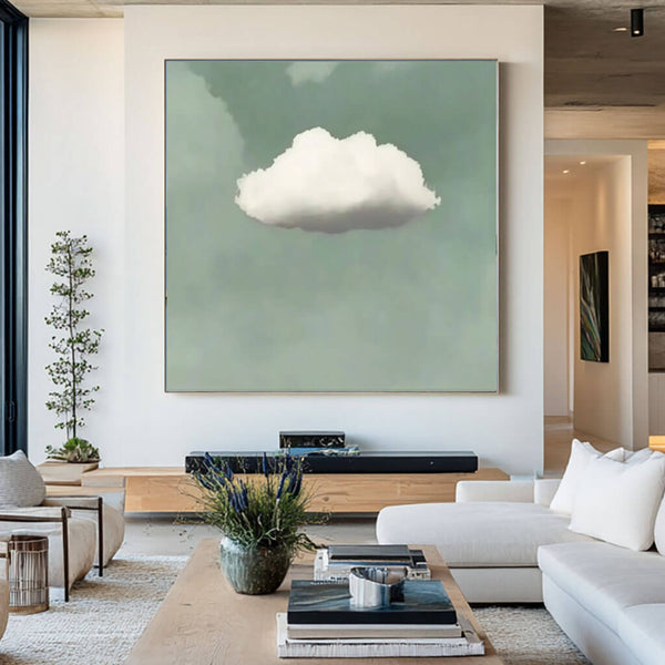 Mint Sky I - Modern Abstract Cloud Art Painting