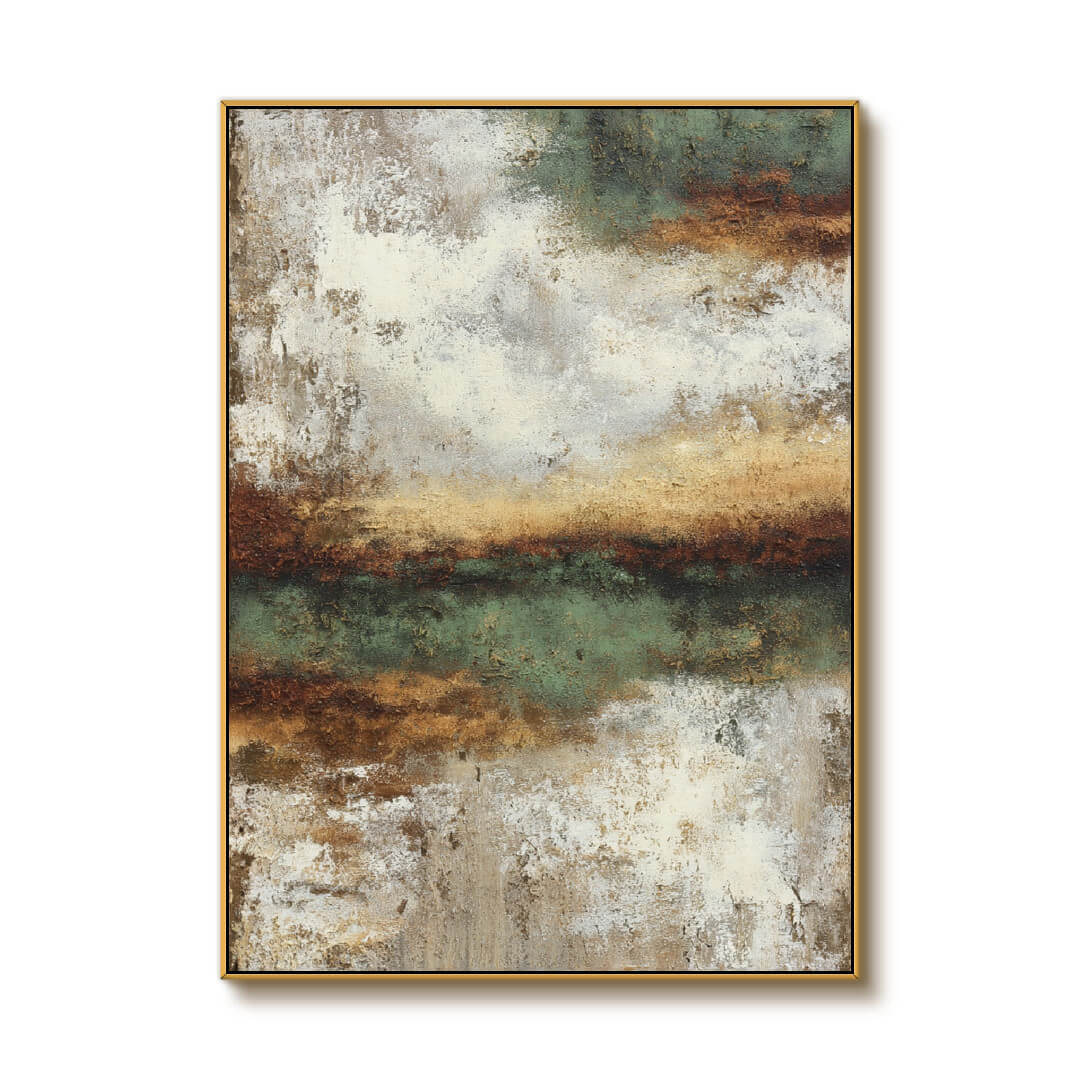 Hand-Painted 3D Textured Abstract Landscape | Brown and Green