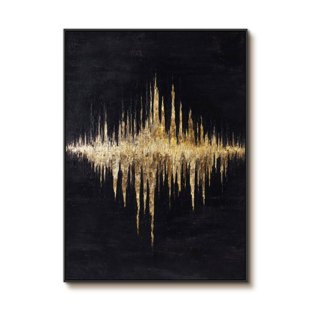 Large Abstract Gold Leaf Wall Art | Black and Gold Textured Wall Art ...