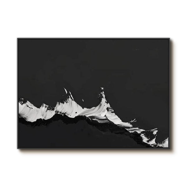 Large Black and White Abstract Wall Art - Mountain Peak - Hues Art Lab