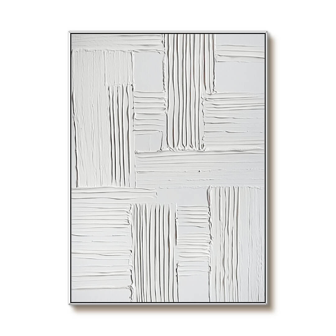 Contemporary Neutral Artwork - Elegant White Minimalist Texture - Narrative Lines - Hues Art Lab