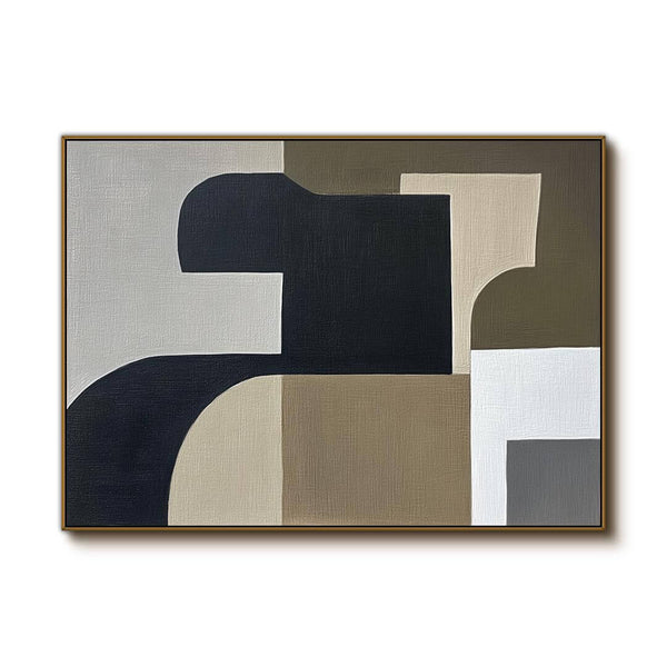 Large Abstract Art Painting - Neutral Geometry I - Hues Art Lab