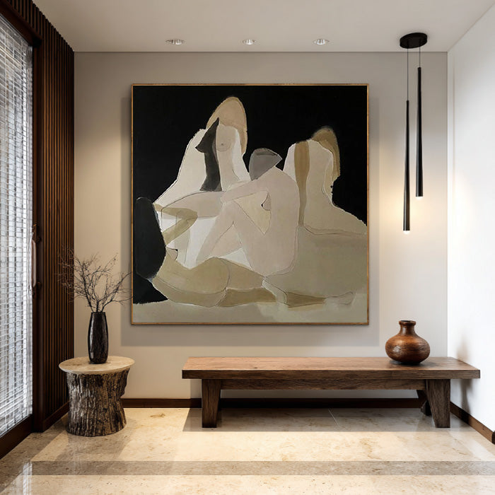 Night and Skin modernist abstract group wall art by Hues Art Lab