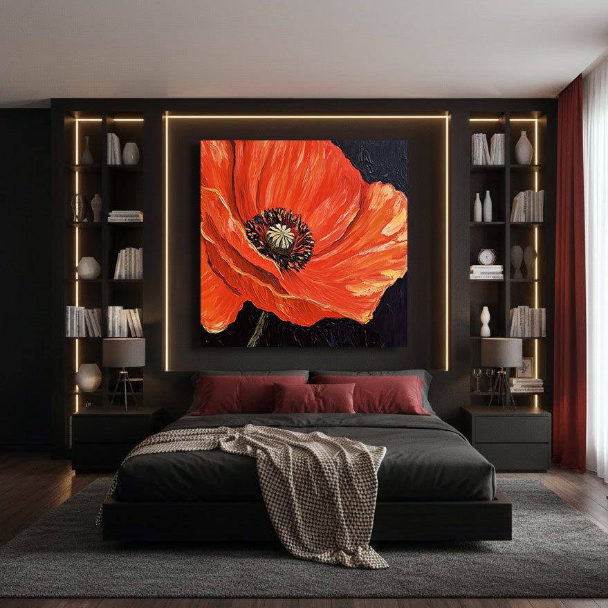 Night Spark gallery view of black red floral canvas art
