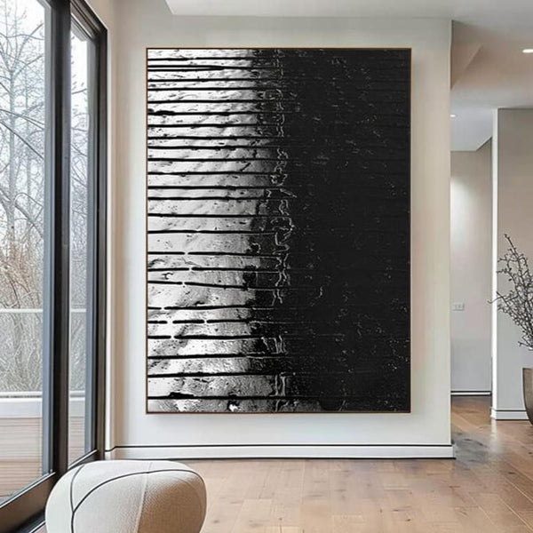 Original Black And White Abstract Wall Art - Nocturnal Rhythm - Hues Art Lab