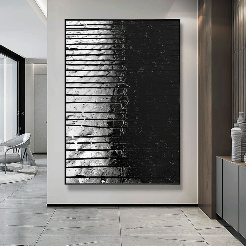 Original Black And White Abstract Wall Art - Nocturnal Rhythm - Hues Art Lab