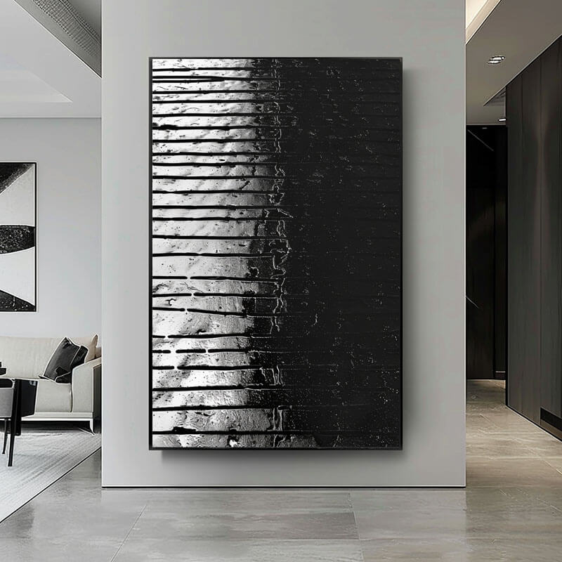 Original Black And White Abstract Wall Art - Nocturnal Rhythm - Hues Art Lab