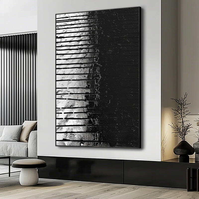 Original Black And White Abstract Wall Art - Nocturnal Rhythm - Hues Art Lab