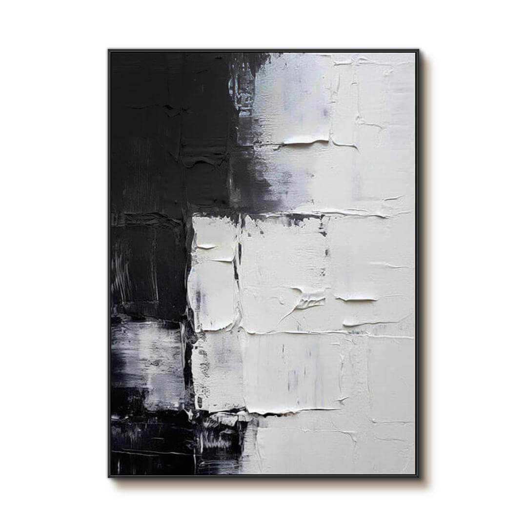 Noir Et Blanc - White and Black Textured Abstract Art - Hues Art Lab