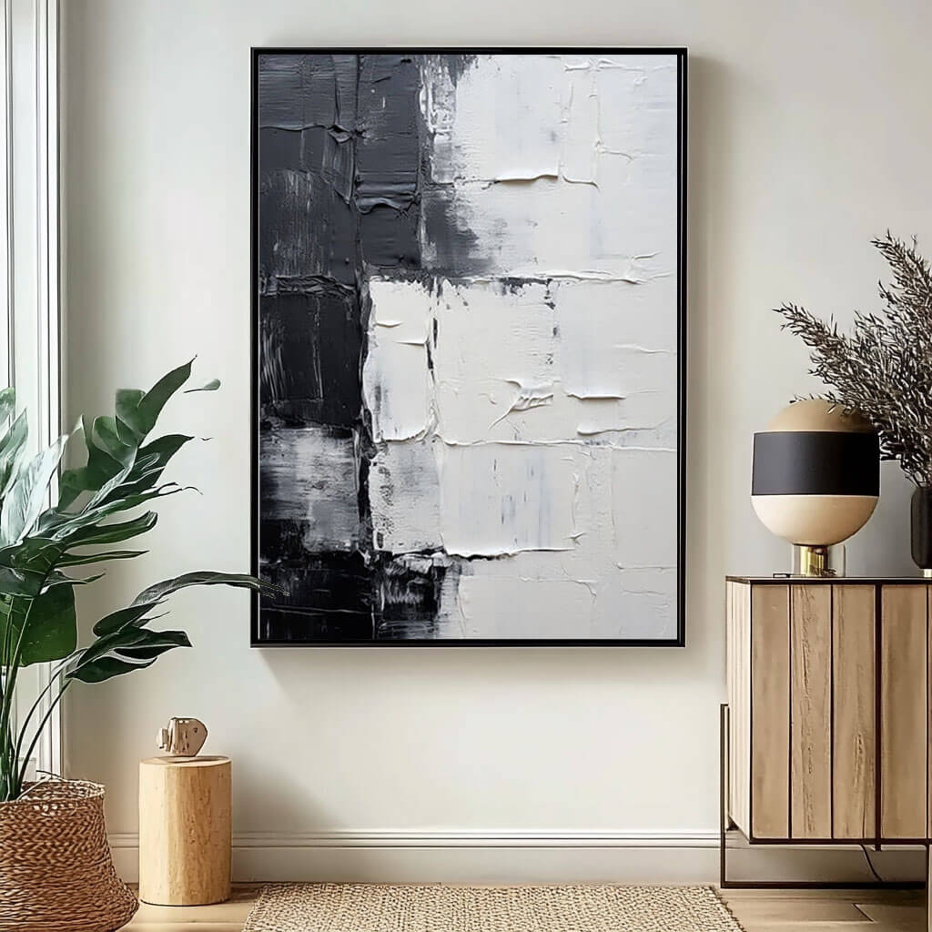 Noir Et Blanc - White and Black Texture Abstract Art - Hues Art Lab