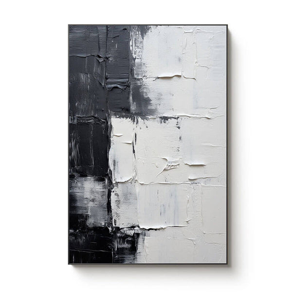 Noir Et Blanc - White and Black Texture Abstract Art - Hues Art Lab