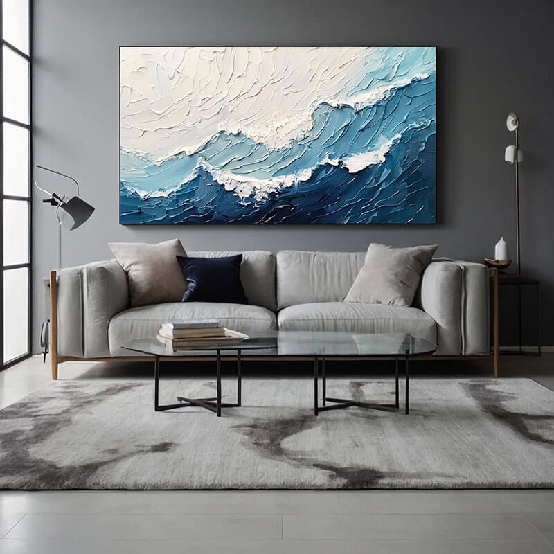 Ocean Breath - Huge Texture Abstract Landscape Art - Hues Art Lab