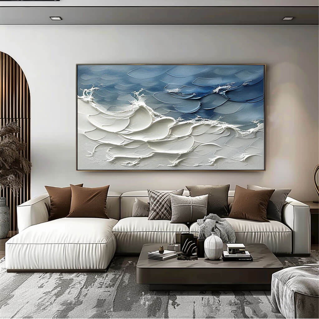 Ocean Rhapsody - Large Textured Abstract Art Painting - Hues Art Lab