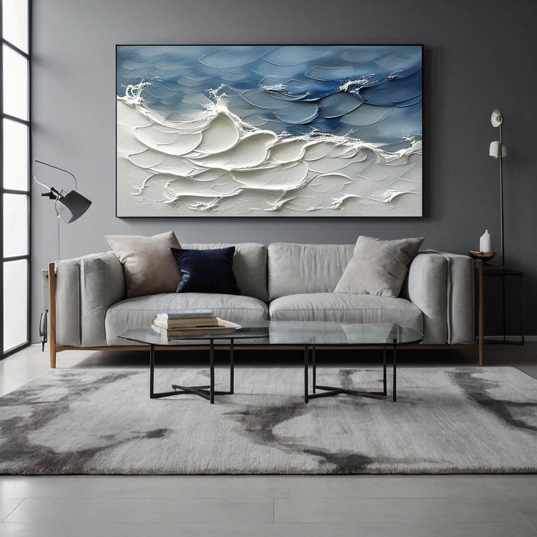 Ocean Rhapsody - Large Texture Abstract Art Painting - Hues Art Lab