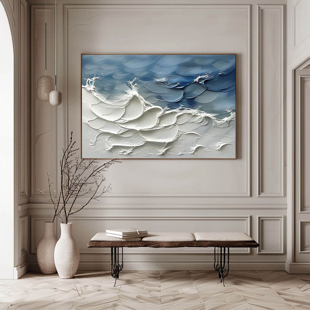 Ocean Rhapsody - Large Texture Abstract Art Painting - Hues Art Lab