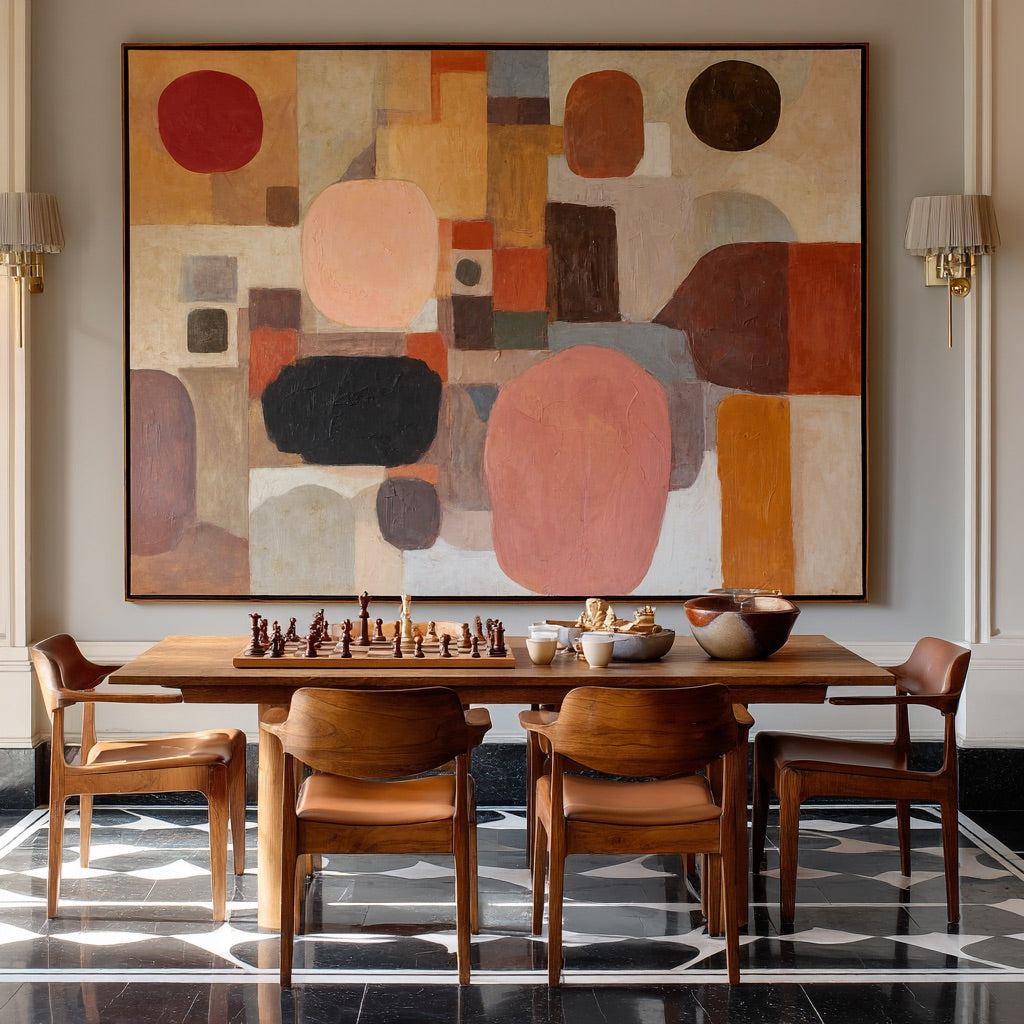 Organic Forms hand painted organic geometric abstract wall art by Hues Art Lab