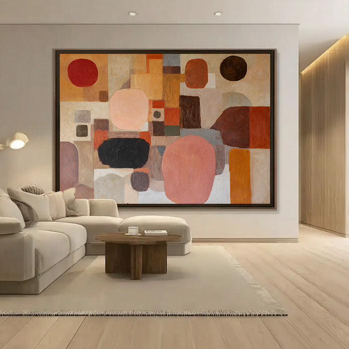 Organic Forms framed geometric canvas print styled in a modern room