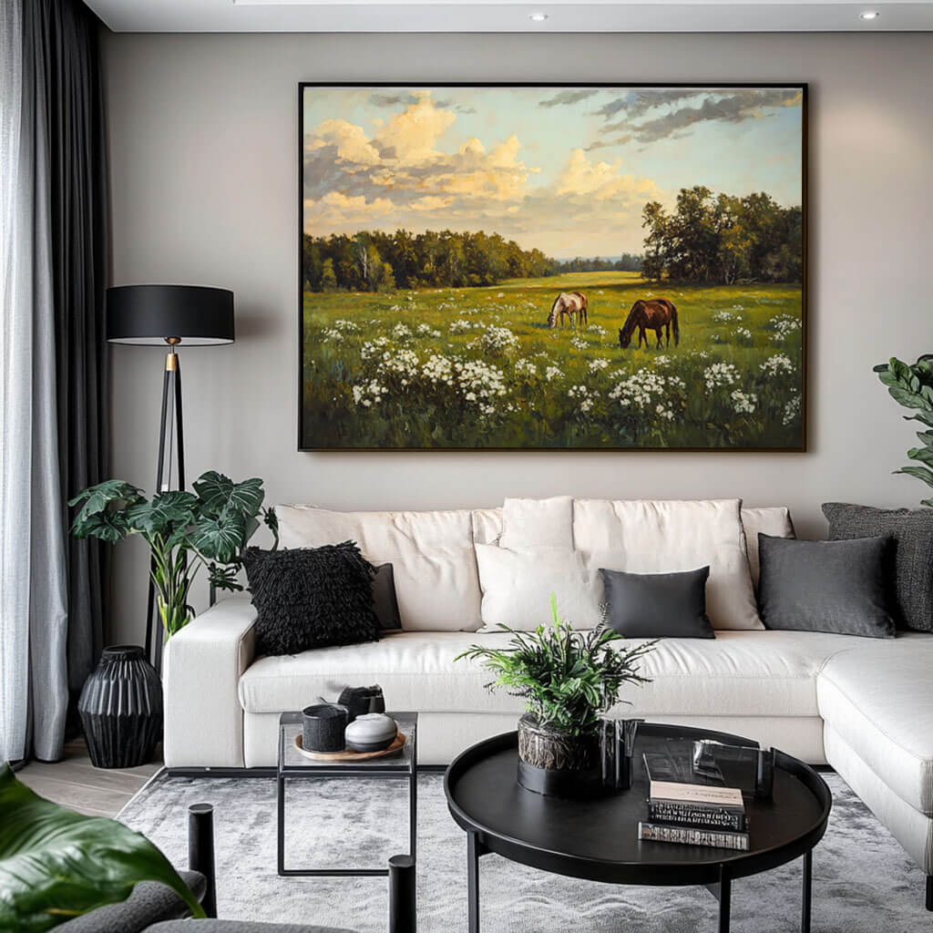 Landscape Wall Art Painting - Pastoral Reverie - Hues Art Lab