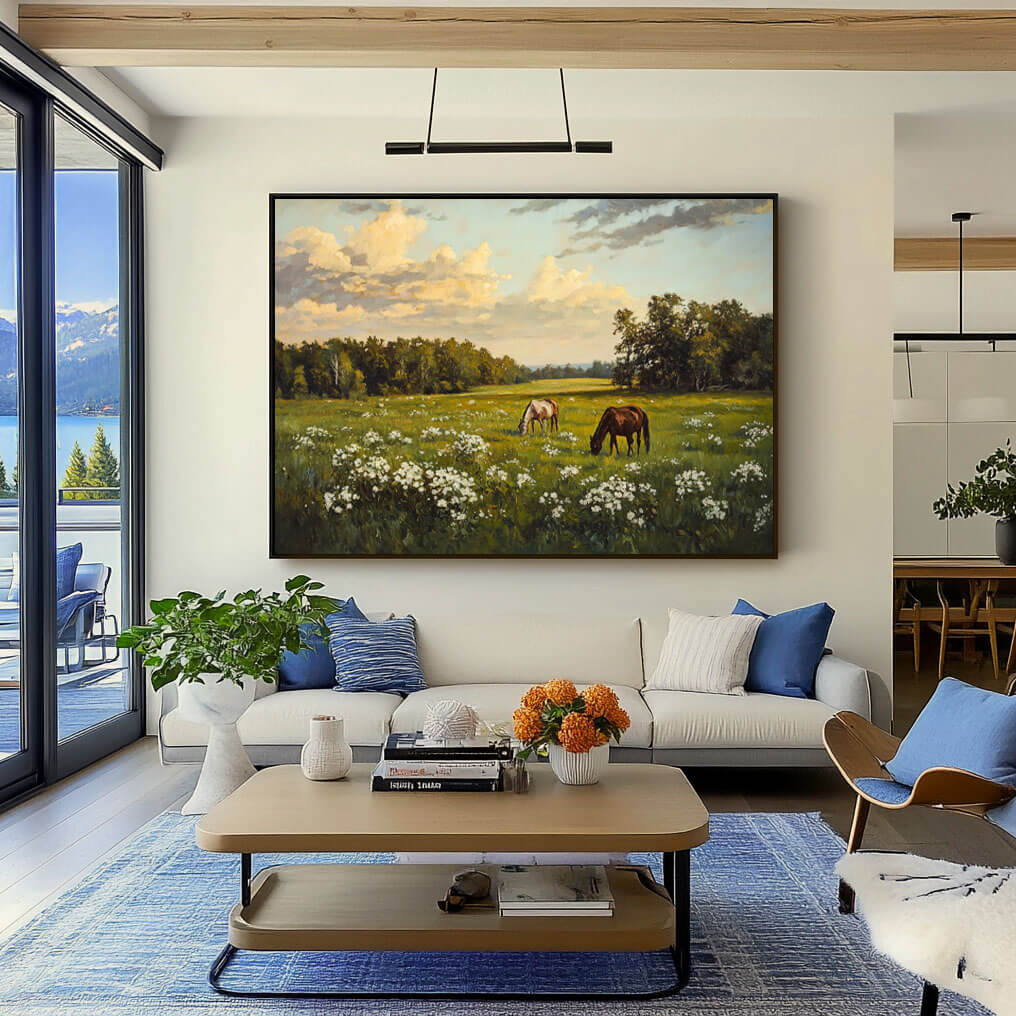 Landscape Wall Art Painting - Pastoral Reverie - Hues Art Lab