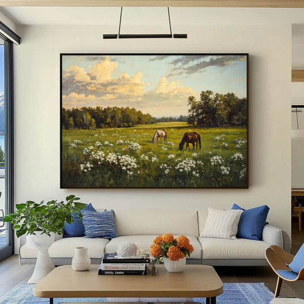 Landscape Wall Art Painting - Pastoral Reverie - Hues Art Lab