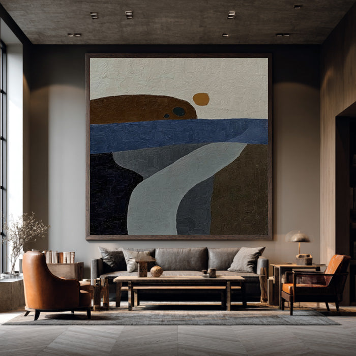 Path to Sunrise modern geometric color block abstract wall art by Hues Art Lab