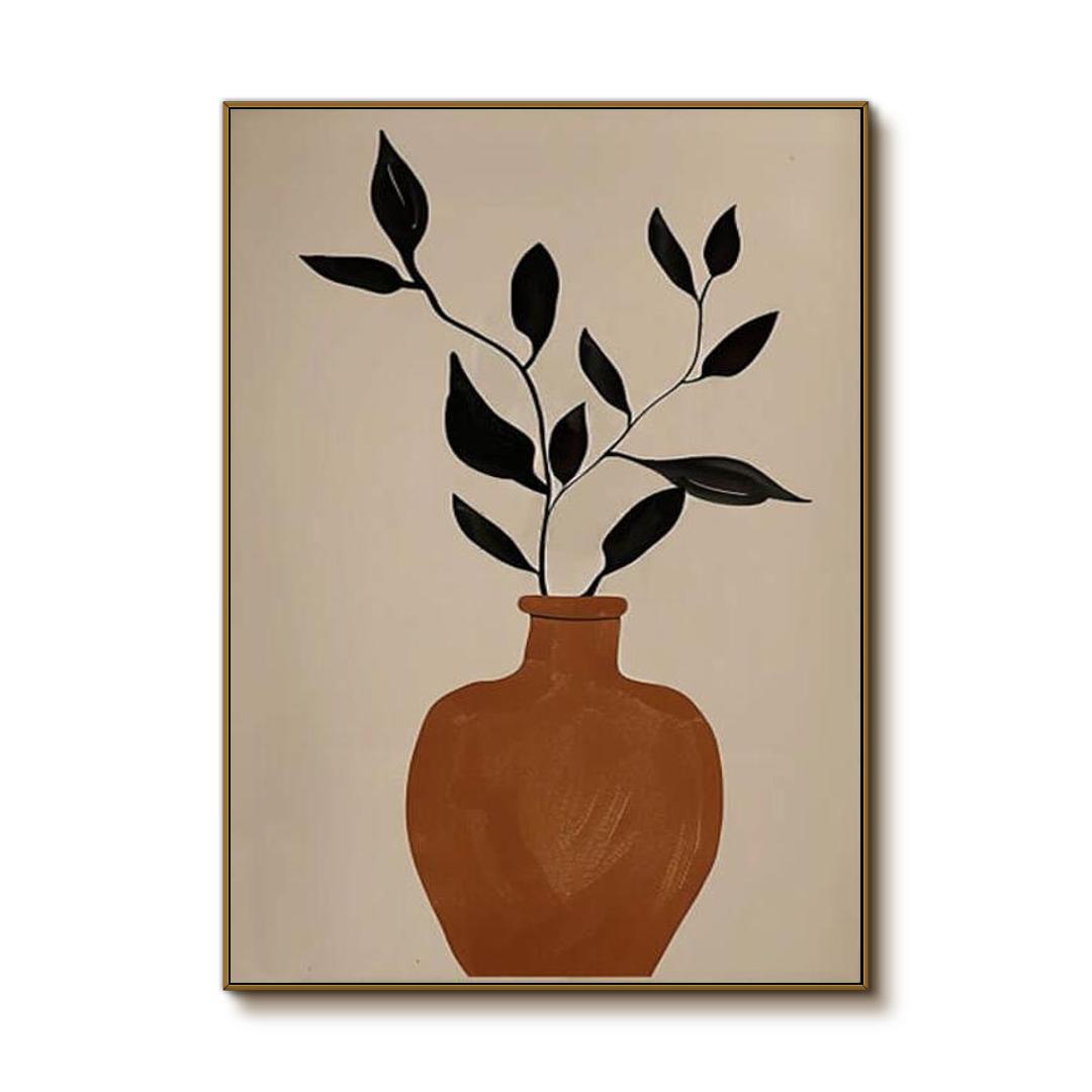 Botanical Abstract Wall Art Painting - Plant in a Pot - Hues Art Lab