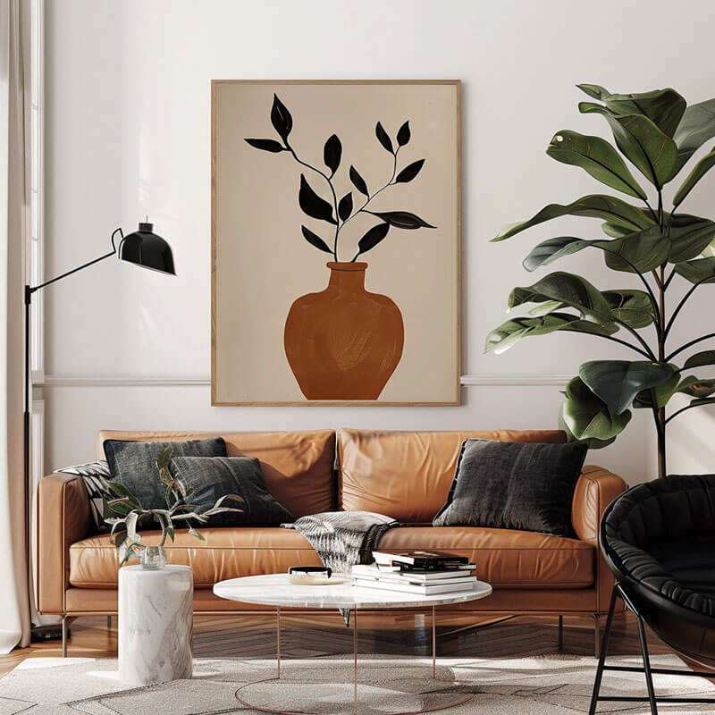 Botanical Abstract Wall Art Painting - Plant in a Pot - Hues Art Lab