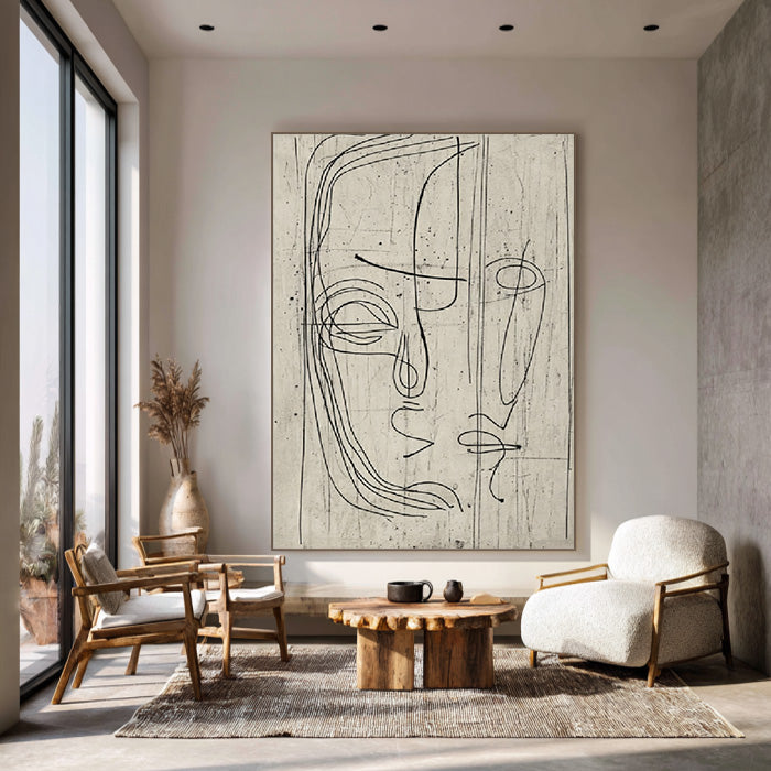 Power of Lines abstract minimalist line face wall art by Hues Art Lab