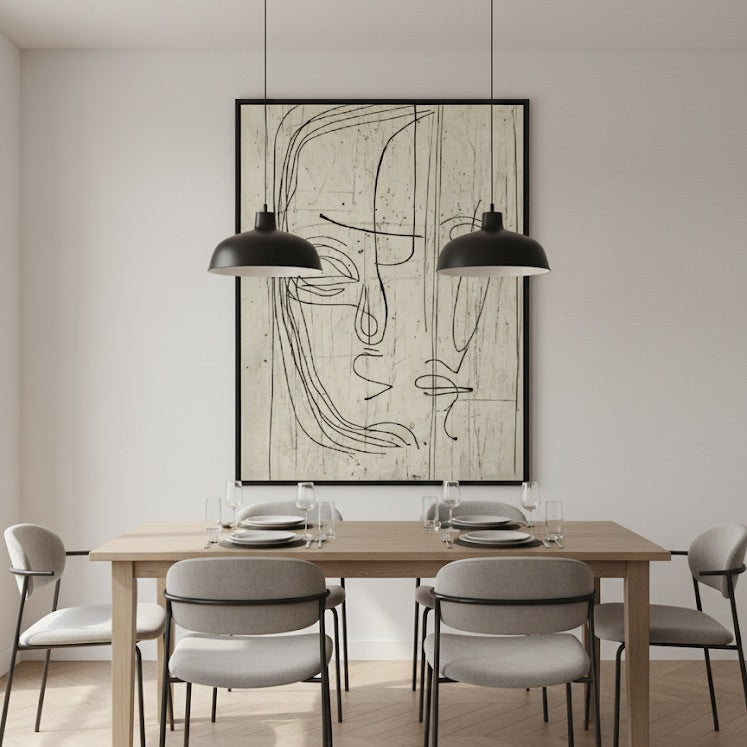 Power of Lines modern painting with expressive line portrait