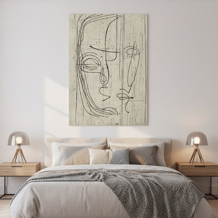 Power of Lines gallery view of minimalist line face canvas art