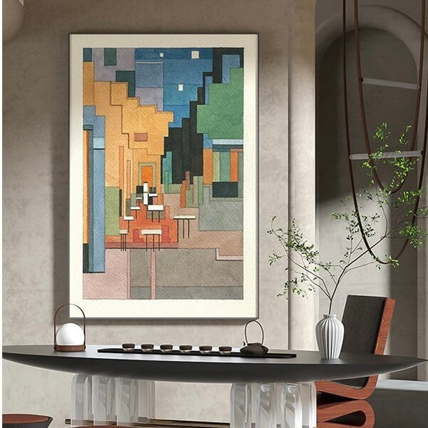 Puzzle City - Large Modern Abstract Art Painting - Hues Art Lab