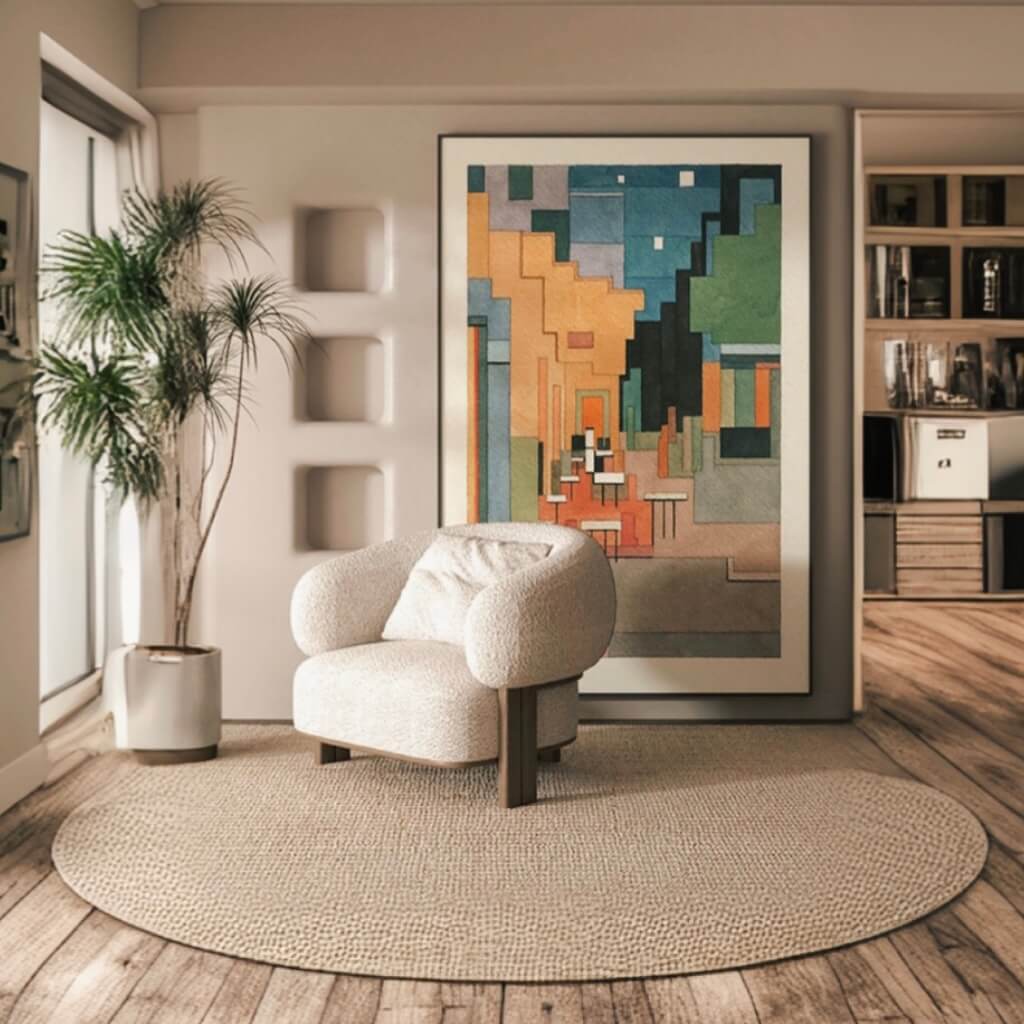 Puzzle City - Large Modern Abstract Art Painting - Hues Art Lab