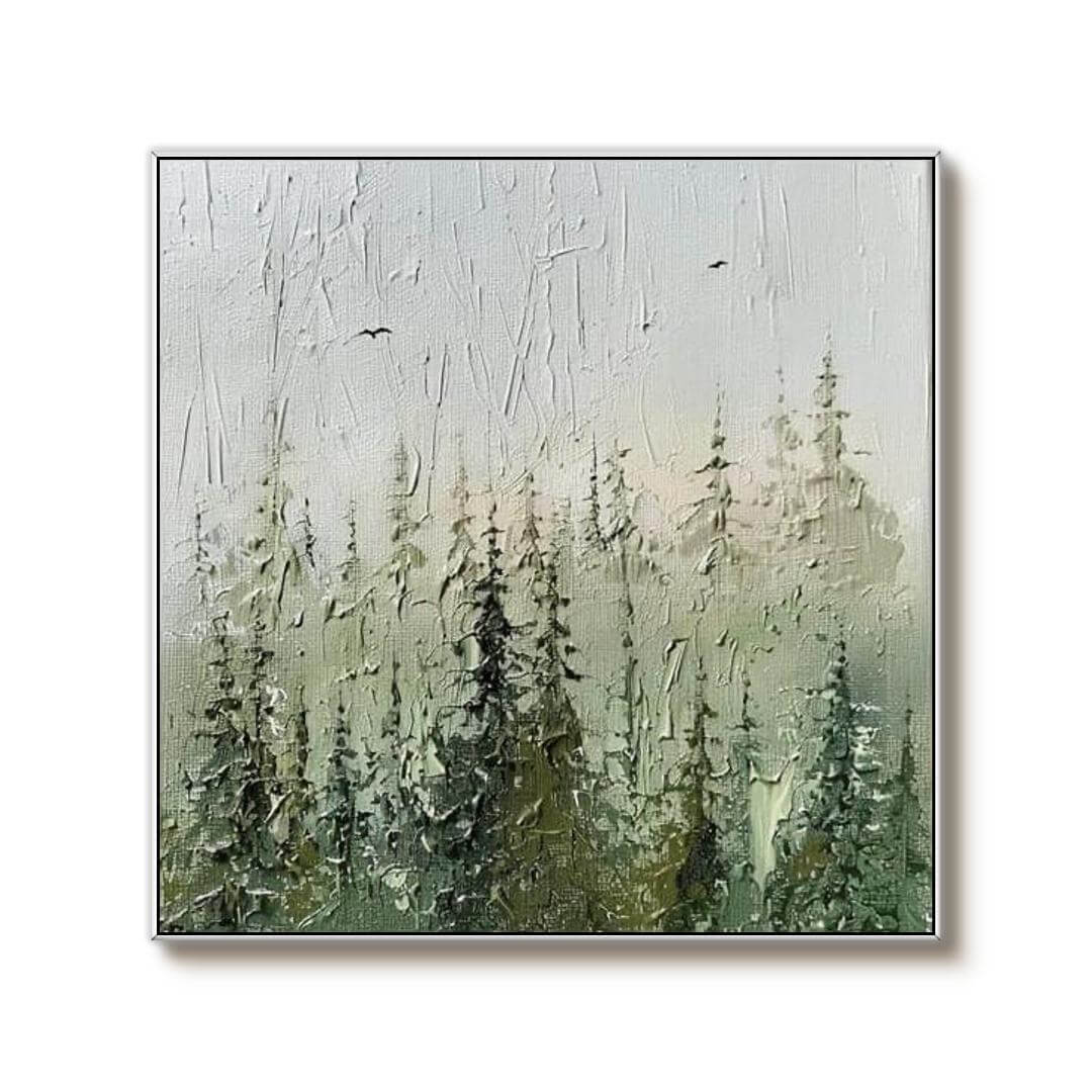 Large Green Abstract Canvas Art - Quiet Nature I - Hues Art Lab