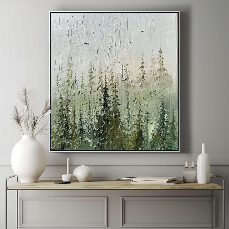 Large Green Abstract Canvas Art - Quiet Nature I - Hues Art Lab