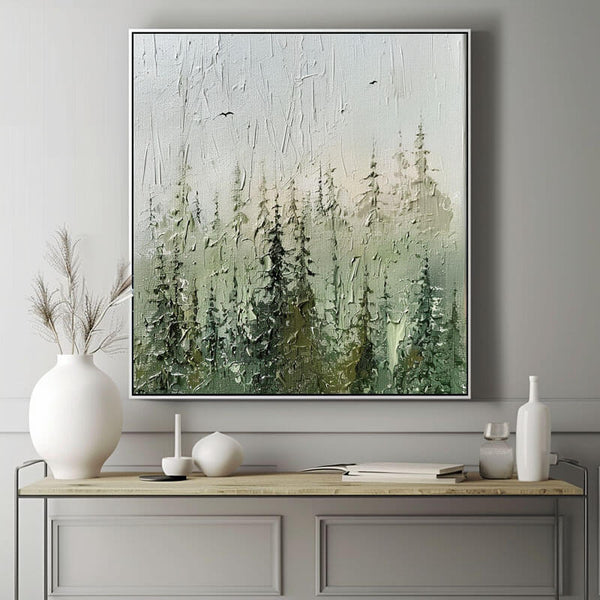 Large Green Abstract Canvas Art - Quiet Nature I - Hues Art Lab