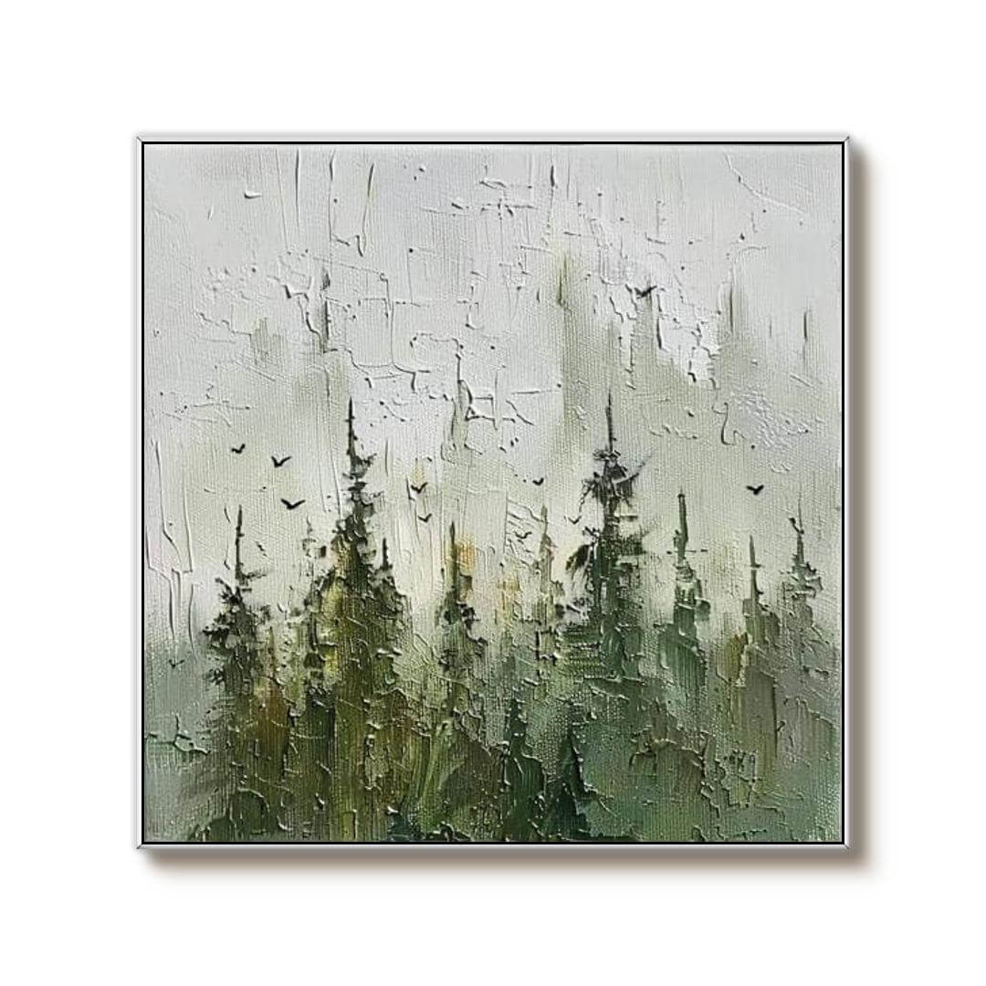 Large Green Abstract Canvas Art - Quiet Nature II - Hues Art Lab