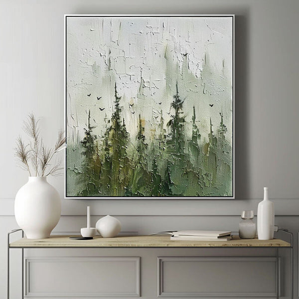 Large Green Abstract Canvas Art - Quiet Nature II - Hues Art Lab