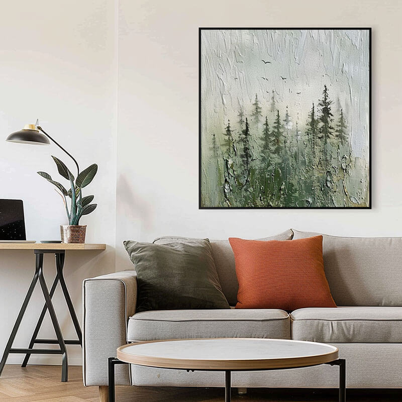 Large Abstract Landscape Canvas Art - Quiet Nature - Hues Art Lab