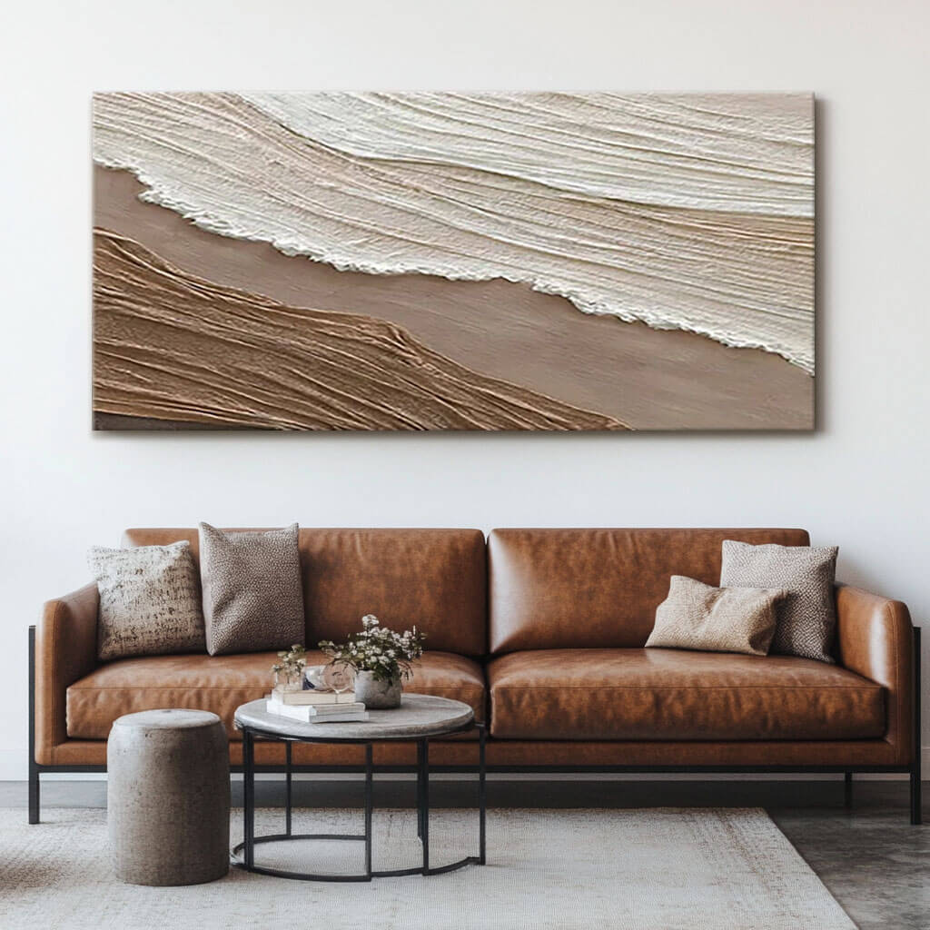 Neutral Layered Texture Painting - Modern Abstract Canvas Art - Raw Silk I - Hues Art Lab