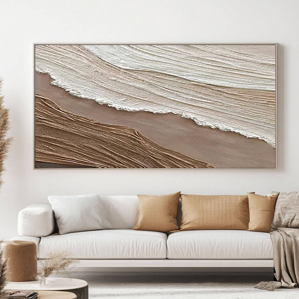 Neutral Layered Texture Painting - Modern Abstract Canvas Art - Raw Silk I - Hues Art Lab