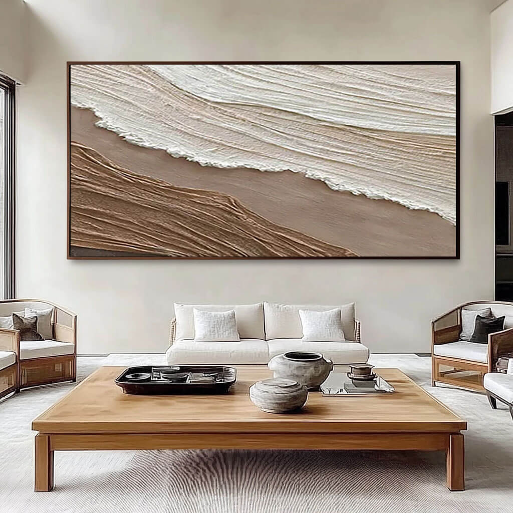 Neutral Layered Texture Painting - Modern Abstract Canvas Art - Raw Silk I - Hues Art Lab