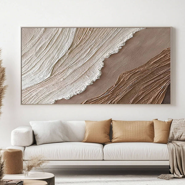 Earthy Beige and White Painting - Textured Abstract Artwork - Raw Silk - Hues Art Lab