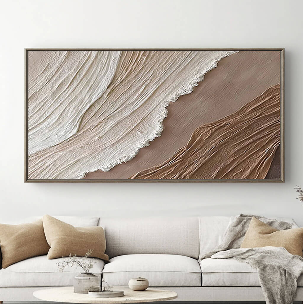 Earthy Beige and White Painting - Textured Abstract Artwork - Raw Silk - Hues Art Lab