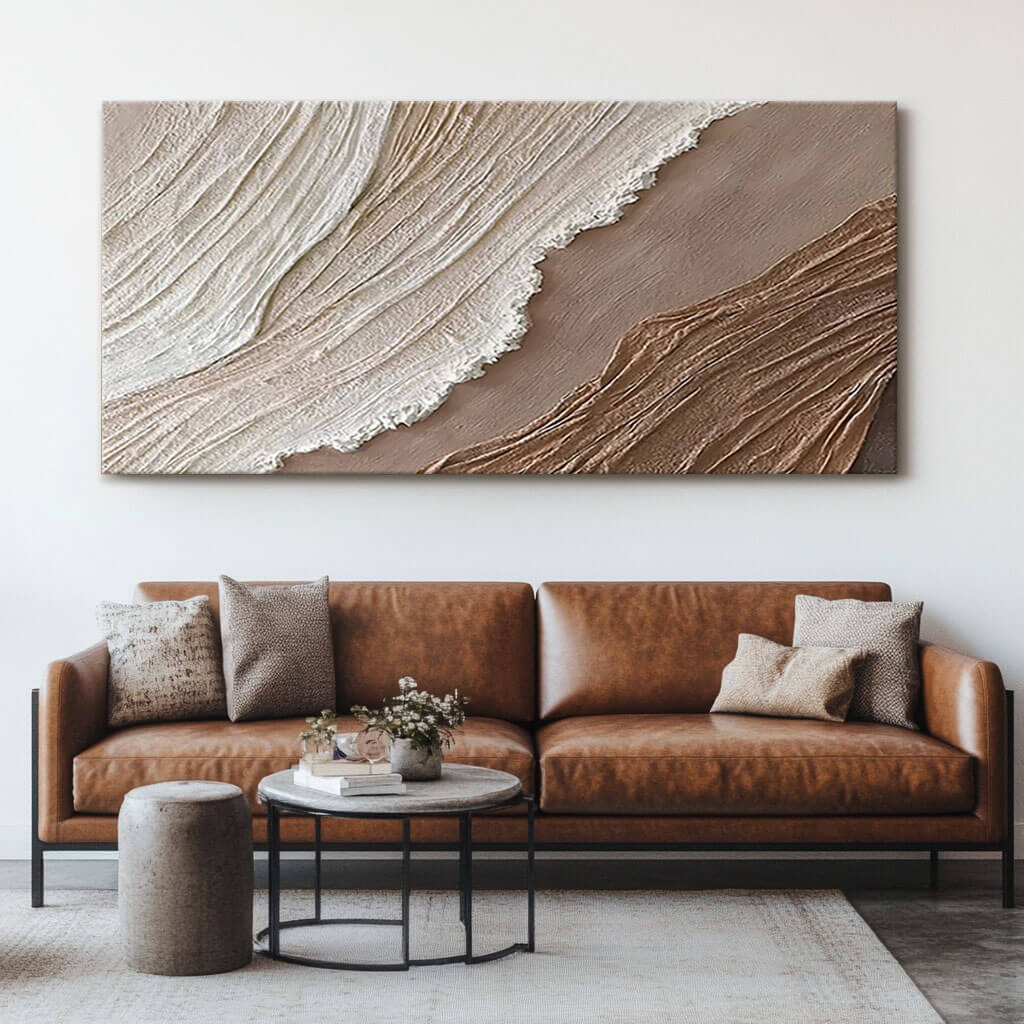 Earthy Beige and White Painting - Textured Abstract Artwork - Raw Silk - Hues Art Lab