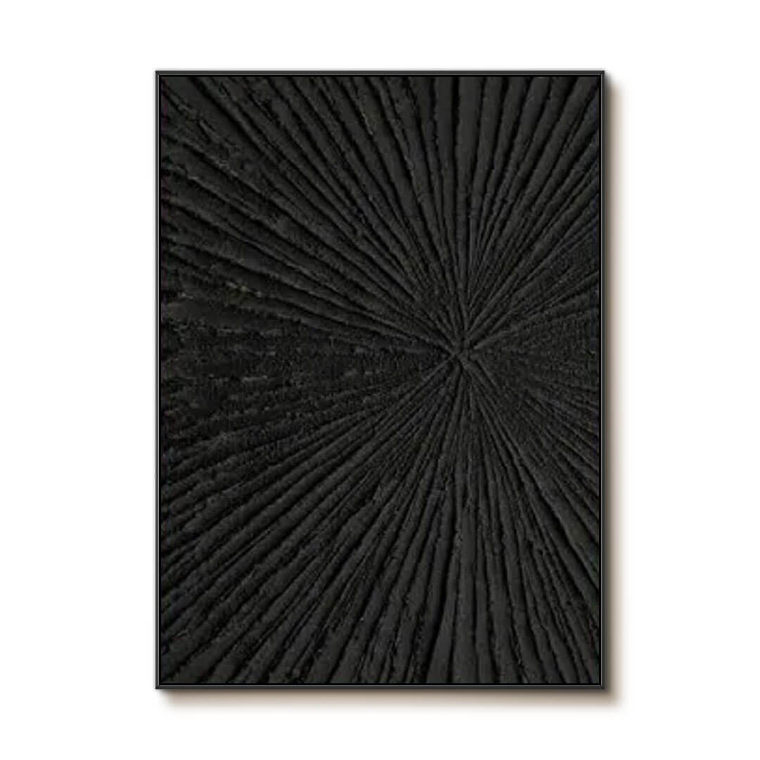 Black Textured Abstract Art Painting - Rays - Hues Art Lab