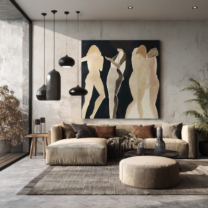 Rhythm of the Torso modern abstract female figure wall art by Hues Art Lab