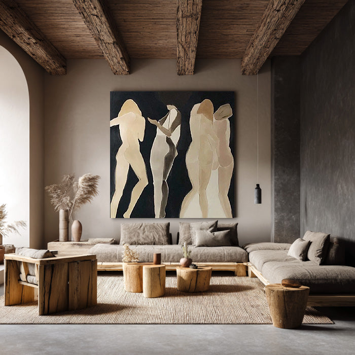 Rhythm of the Torso framed figure canvas print styled in a modern room